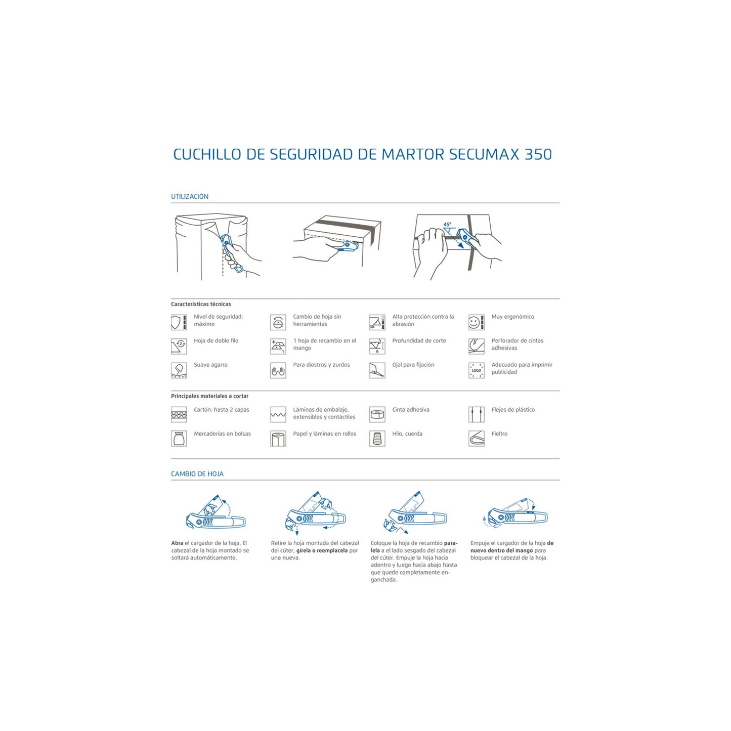 CUCHILLO DE SEGURIDAD 6MM PLASTICO SECUMAX 350