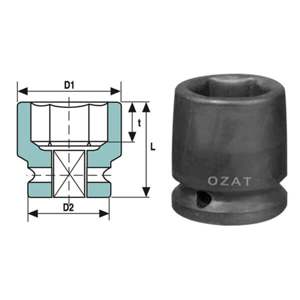 DADO IMPACTO HEXAGONAL ESTANDAR MANDO DE 1/2" X 1.3/8"