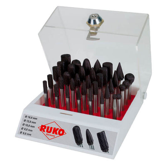 SET 35 FRESA ROTATIVAS METAL DURO VASTAGO 6MM